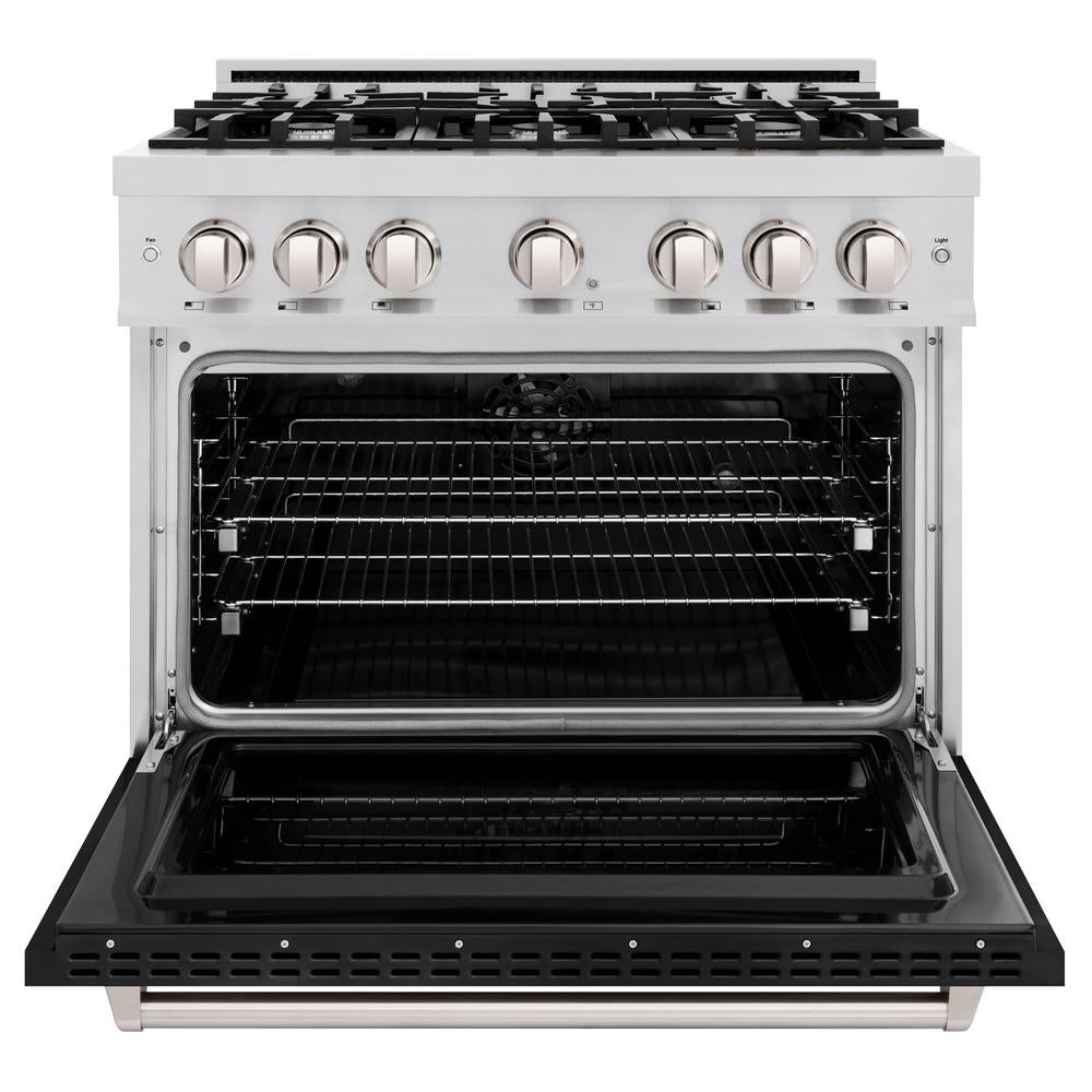 36 In. 5.2 Cu. Ft. Classic Dual Fuel Range With 6 Burner Gas Cooktop And Electric Convection Oven In Stainless Steel With Black Matte Door CDRBLM36