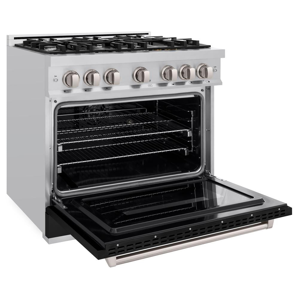 36 In. 5.2 Cu. Ft. Classic Dual Fuel Range With 6 Burner Gas Cooktop And Electric Convection Oven In Stainless Steel With Black Matte Door CDRBLM36