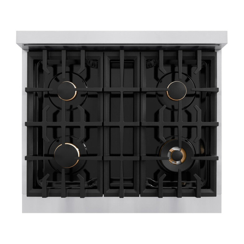 30 In. 4.2 Cu. Ft. Classic Dual Fuel Range With Gas Cooktop And Electric Convection Oven In Stainless Steel With 4 Brass Burners CDRBR30