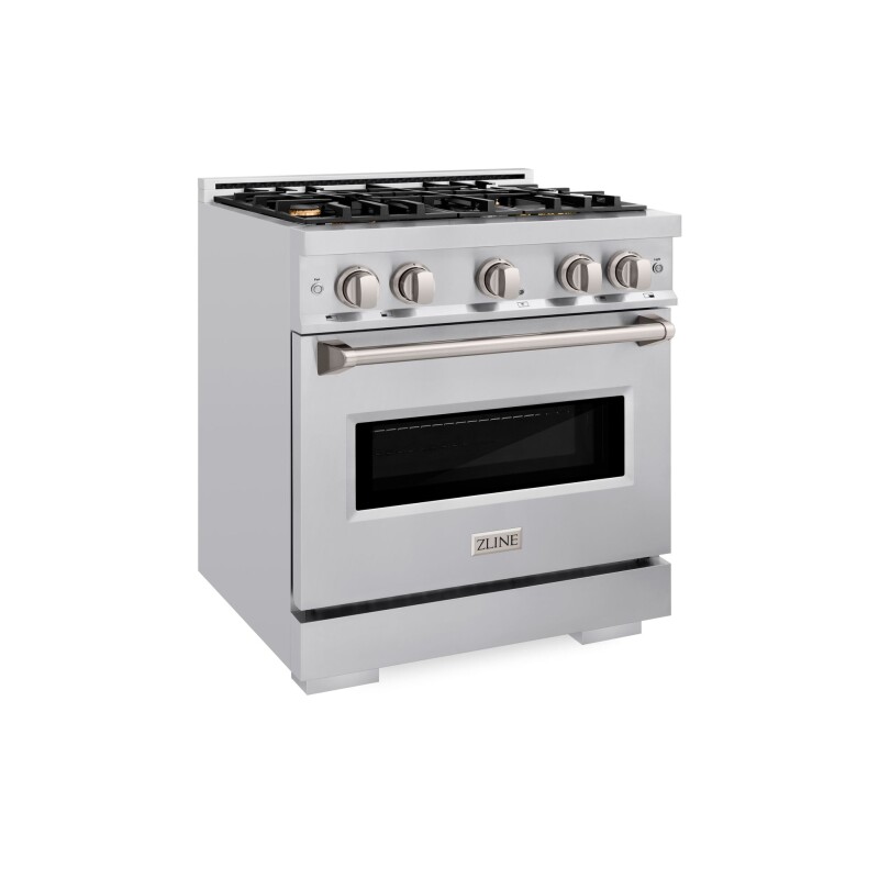 ZLINE 30 in. 4.2 cu. ft. Classic Dual Fuel Range with Gas Cooktop and Electric Convection Oven in Stainless Steel with 4 Brass Burners (CDR-BR-30) CDRBR30