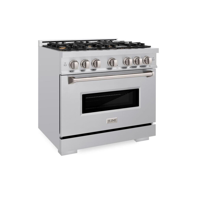 ZLINE 36 in. 5.2 cu. ft. Classic Dual Fuel Range with Gas Cooktop and Electric Convection Oven in Stainless Steel with 6 Brass Burners (CDR-BR-36) CDRBR36