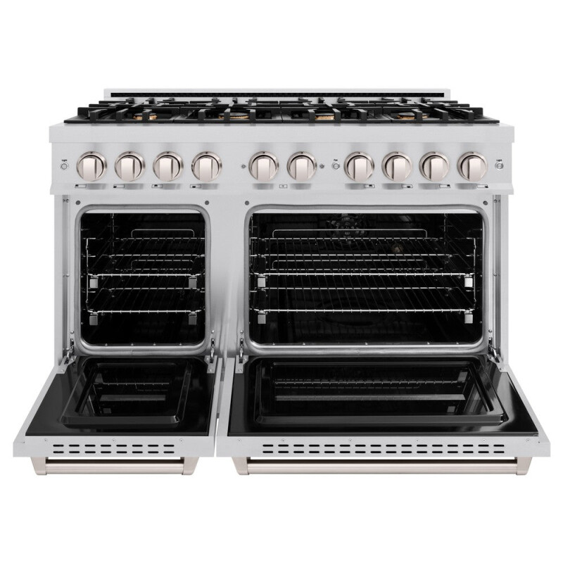 48 In. 6.7 Cu. Ft. Classic Double Oven Dual Fuel Range In Stainless Steel With 8 Brass Burners CDRBR48