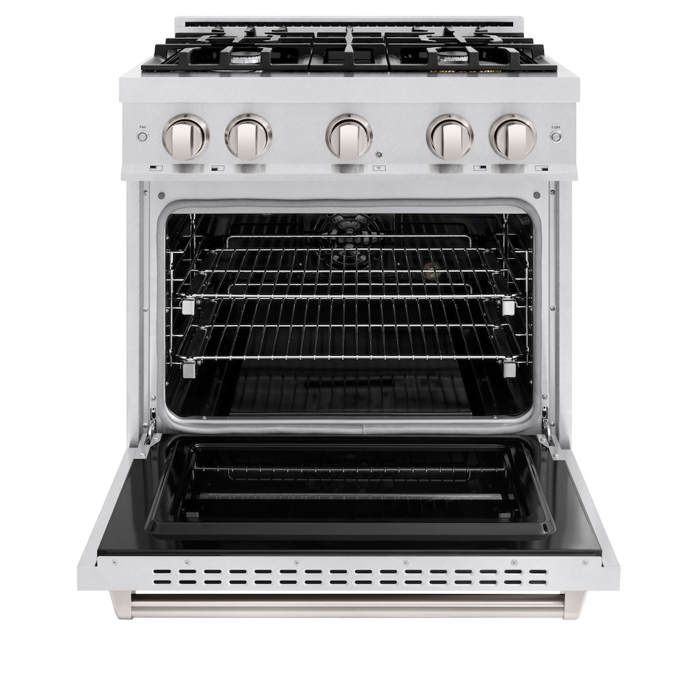 30 In. 4.2 Cu. Ft. Classic Dual Fuel Range With 4 Burner Gas Cooktop And Electric Convection Oven In Satin Stainless Steel CDRS30