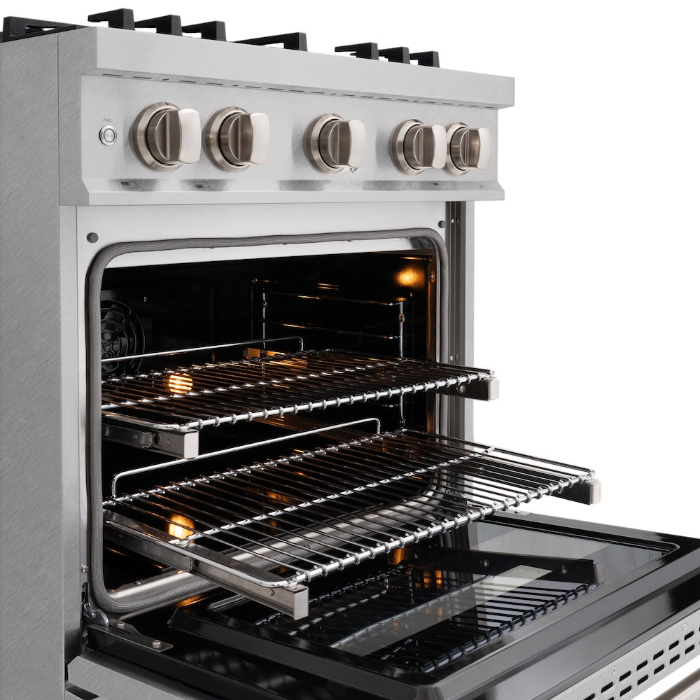30 In. 4.2 Cu. Ft. Classic Dual Fuel Range With 4 Burner Gas Cooktop And Electric Convection Oven In Satin Stainless Steel CDRS30