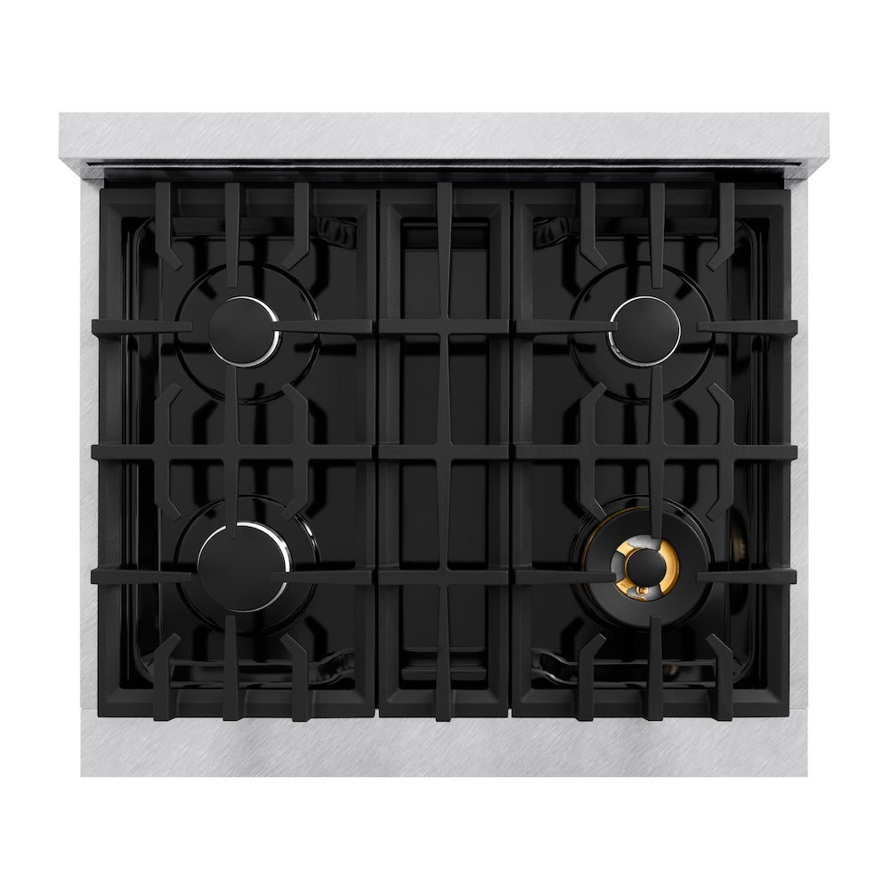 30 In. 4.2 Cu. Ft. Classic Dual Fuel Range With 4 Burner Gas Cooktop And Electric Convection Oven In Satin Stainless Steel CDRS30