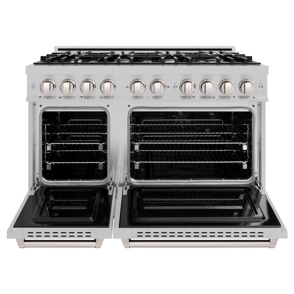 48 In. 6.7 Cu. Ft. Classic Double Oven Dual Fuel Range With 8 Burner Gas Cooktop In Satin Stainless Steel CDRS48