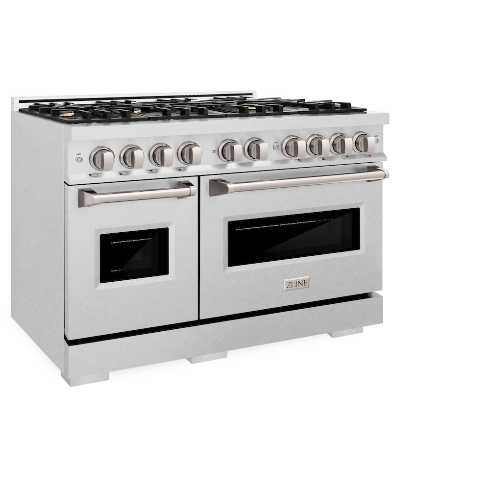 48 In. 6.7 Cu. Ft. Classic Double Oven Dual Fuel Range In Satin Stainless Steel With 8 Brass Burners CDRSBR48