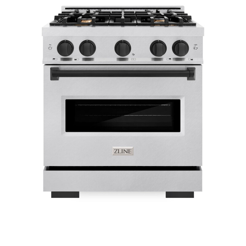Autograph Edition 30 In. 4.2 Cu. Ft. Classic Dual Fuel Range With 4 Burner Gas Cooktop And Electric Convection Oven In Satin Stainless Steel With Matte Black Accents CDRSZ30MB