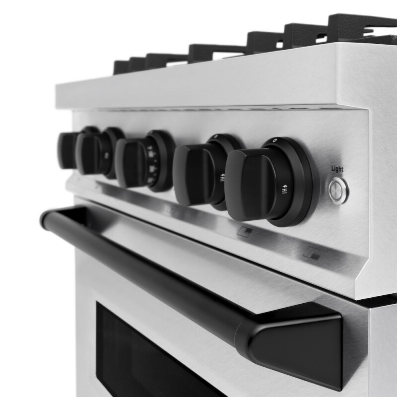Autograph Edition 30 In. 4.2 Cu. Ft. Classic Dual Fuel Range With 4 Burner Gas Cooktop And Electric Convection Oven In Satin Stainless Steel With Matte Black Accents CDRSZ30MB