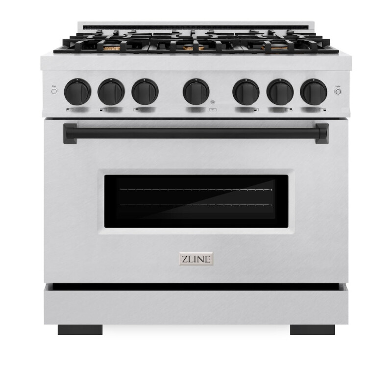 Autograph Edition 36 In. 5.2 Cu. Ft. Classic Dual Fuel Range With 6 Burner Gas Cooktop And Electric Convection Oven In Satin Stainless Steel With Matte Black Accents CDRSZ36MB