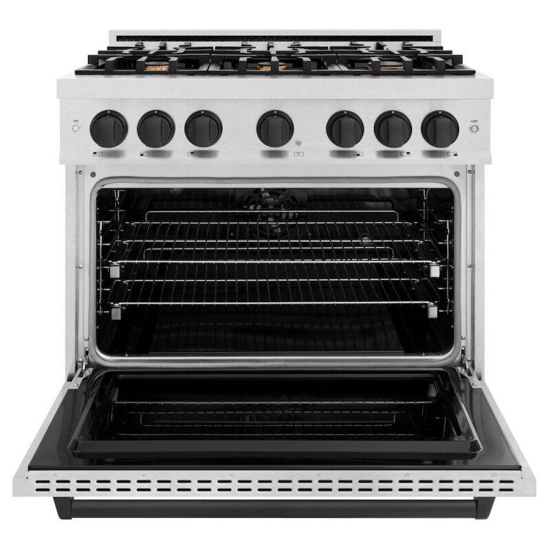 Autograph Edition 36 In. 5.2 Cu. Ft. Classic Dual Fuel Range With 6 Burner Gas Cooktop And Electric Convection Oven In Satin Stainless Steel With Matte Black Accents CDRSZ36MB