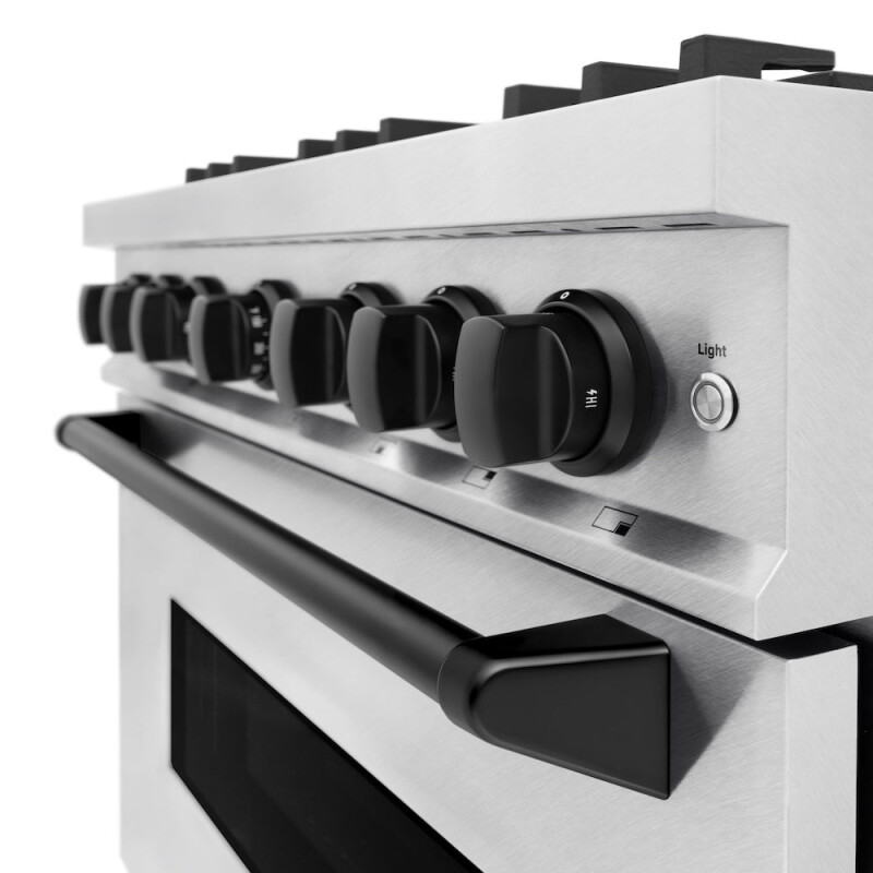 Autograph Edition 36 In. 5.2 Cu. Ft. Classic Dual Fuel Range With 6 Burner Gas Cooktop And Electric Convection Oven In Satin Stainless Steel With Matte Black Accents CDRSZ36MB