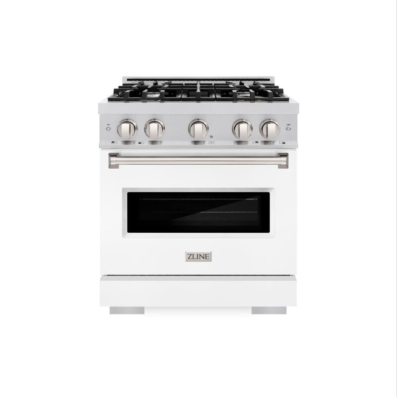 30 In. 4.2 Cu. Ft. Classic Dual Fuel Range With 4 Burner Gas Cooktop And Electric Convection Oven In Stainless Steel With White Matte Door CDRWM30
