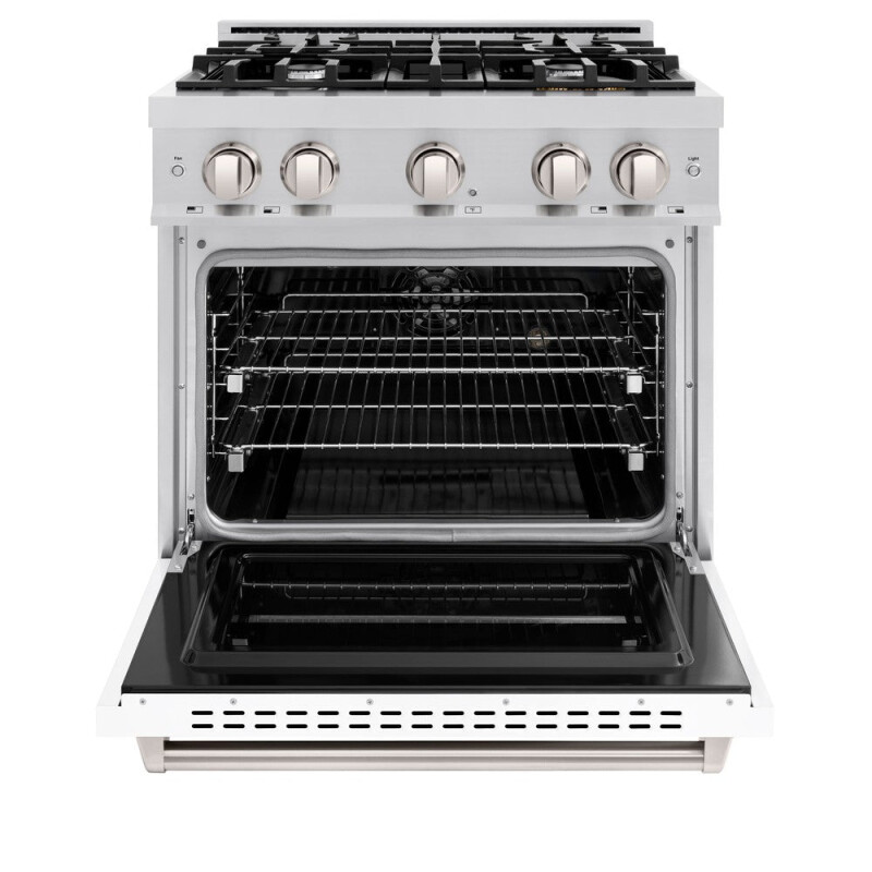 30 In. 4.2 Cu. Ft. Classic Dual Fuel Range With 4 Burner Gas Cooktop And Electric Convection Oven In Stainless Steel With White Matte Door CDRWM30