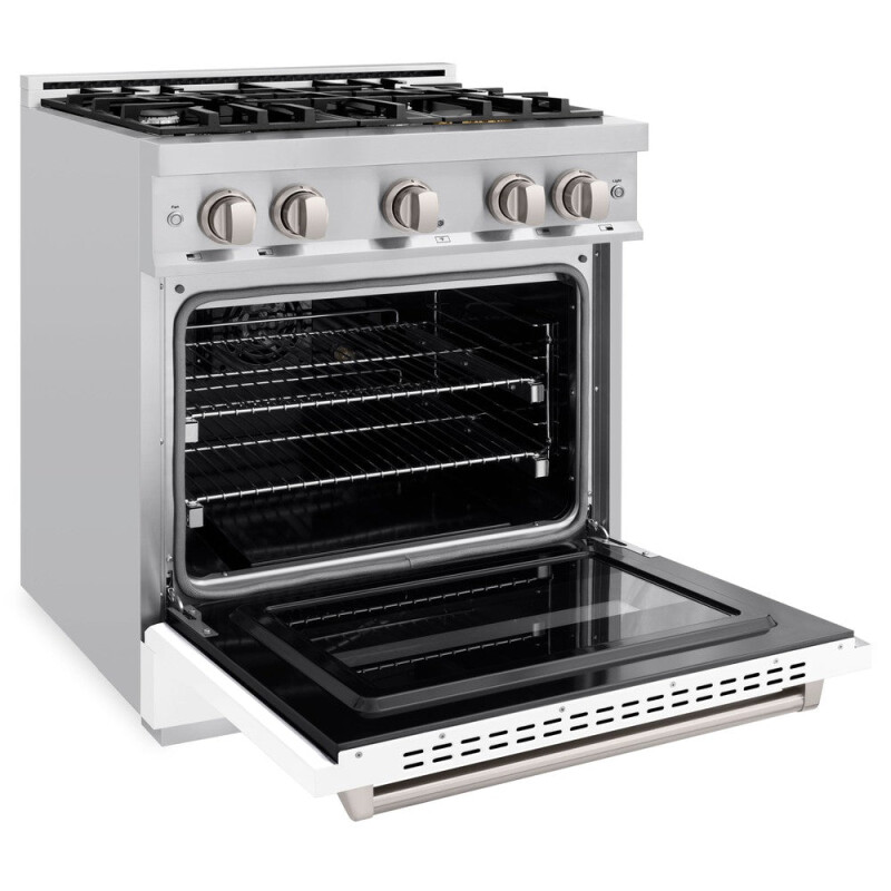 30 In. 4.2 Cu. Ft. Classic Dual Fuel Range With 4 Burner Gas Cooktop And Electric Convection Oven In Stainless Steel With White Matte Door CDRWM30