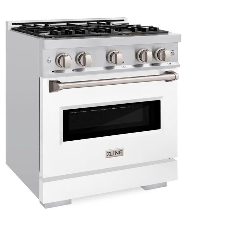 30 In. 4.2 Cu. Ft. Classic Dual Fuel Range With 4 Burner Gas Cooktop And Electric Convection Oven In Stainless Steel With White Matte Door CDRWM30