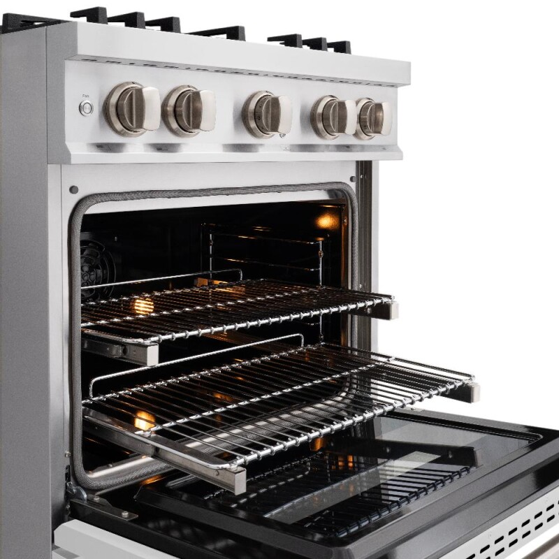 30 In. 4.2 Cu. Ft. Classic Dual Fuel Range With 4 Burner Gas Cooktop And Electric Convection Oven In Stainless Steel With White Matte Door CDRWM30