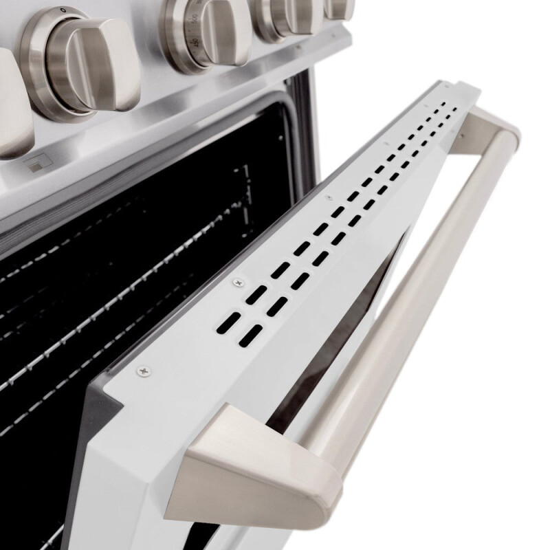 30 In. 4.2 Cu. Ft. Classic Dual Fuel Range With 4 Burner Gas Cooktop And Electric Convection Oven In Stainless Steel With White Matte Door CDRWM30