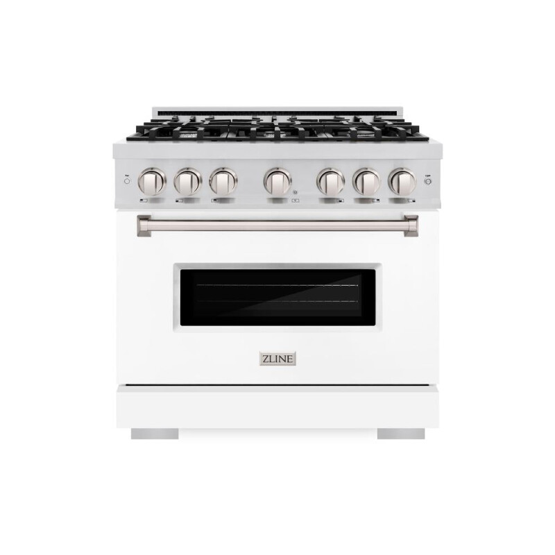 36 In. 5.2 Cu. Ft. Classic Dual Fuel Range With 6 Burner Gas Cooktop And Electric Convection Oven In Stainless Steel With White Matte Door CDRWM36