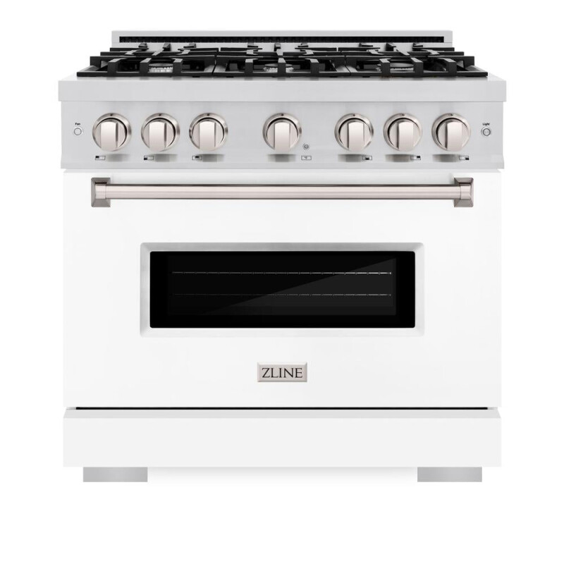 36 In. 5.2 Cu. Ft. Classic Dual Fuel Range With 6 Burner Gas Cooktop And Electric Convection Oven In Stainless Steel With White Matte Door CDRWM36