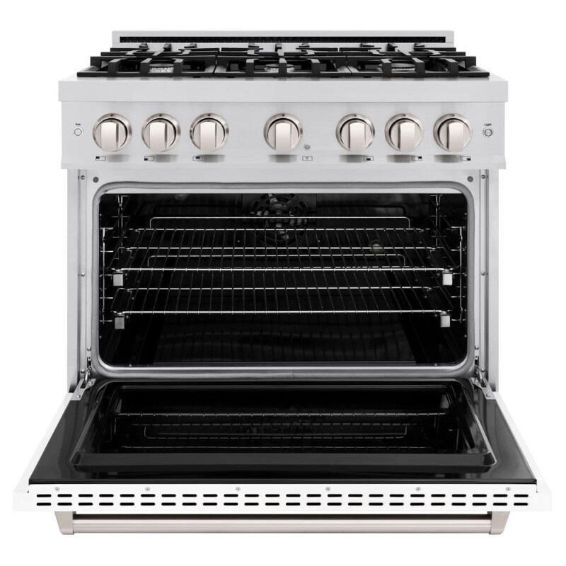 36 In. 5.2 Cu. Ft. Classic Dual Fuel Range With 6 Burner Gas Cooktop And Electric Convection Oven In Stainless Steel With White Matte Door CDRWM36