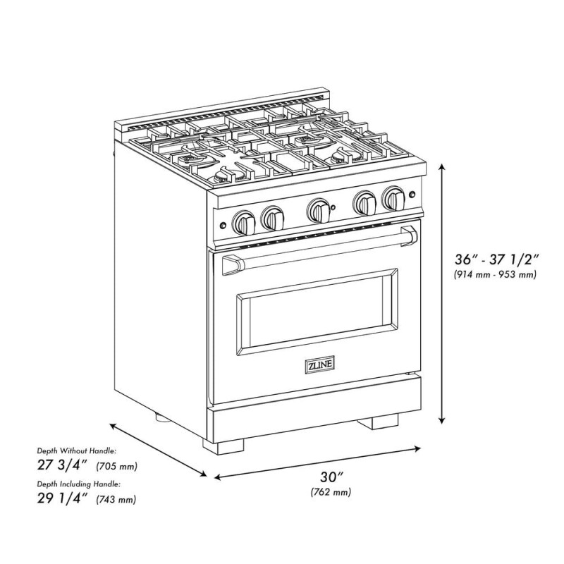 Autograph Edition 30 In. 4.2 Cu. Ft. Classic Dual Fuel Range With 4 Burner Gas Cooktop And Electric Convection Oven In Stainless Steel With Champagne Bronze Accents CDRZ30CB