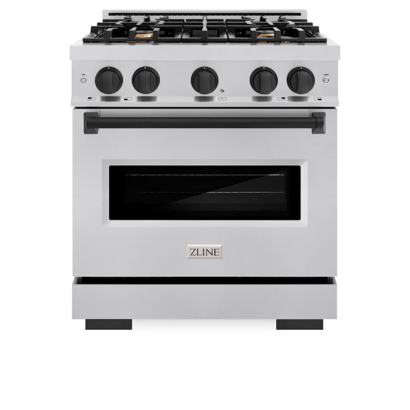 Autograph Edition 30 In. 4.2 Cu. Ft. Classic Dual Fuel Range With 4 Burner Gas Cooktop And Electric Convection Oven In Stainless Steel With Matte Black Accents CDRZ30MB