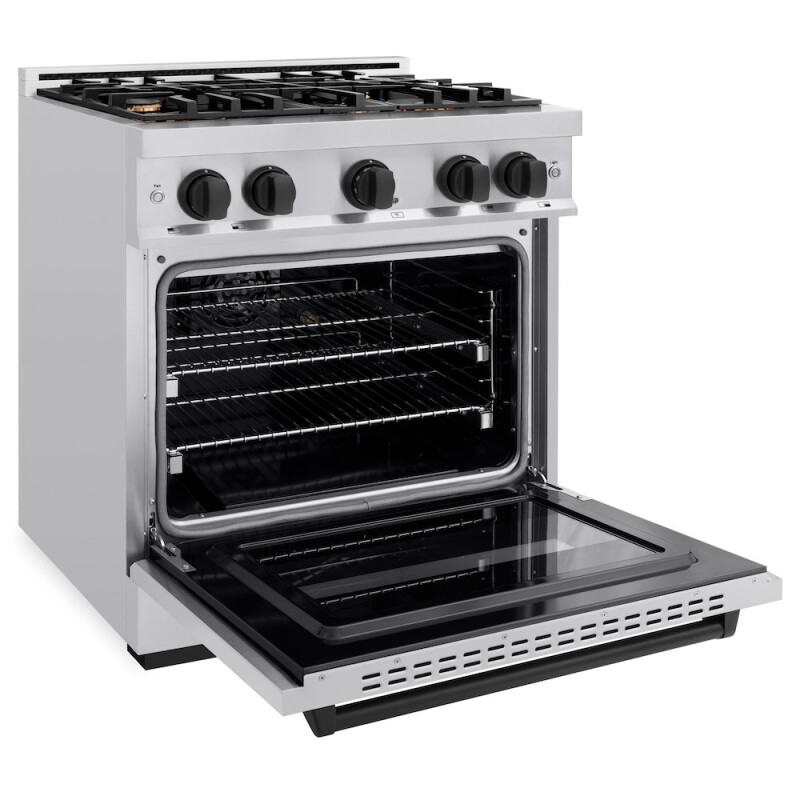 Autograph Edition 30 In. 4.2 Cu. Ft. Classic Dual Fuel Range With 4 Burner Gas Cooktop And Electric Convection Oven In Stainless Steel With Matte Black Accents CDRZ30MB