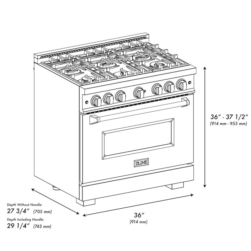 Autograph Edition 36 In. 5.2 Cu. Ft. Classic Dual Fuel Range With 6 Burner Gas Cooktop And Electric Convection Oven In Stainless Steel With Champagne Bronze Accents CDRZ36CB