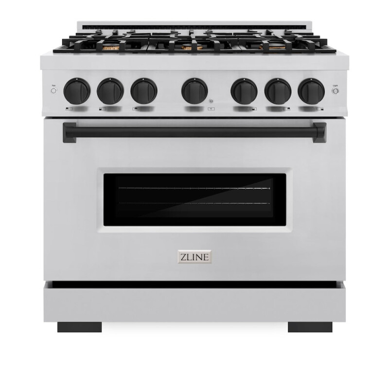 Autograph Edition 36 In. 5.2 Cu. Ft. Classic Dual Fuel Range With 6 Burner Gas Cooktop And Electric Convection Oven In Stainless Steel With Matte Black Accents CDRZ36MB