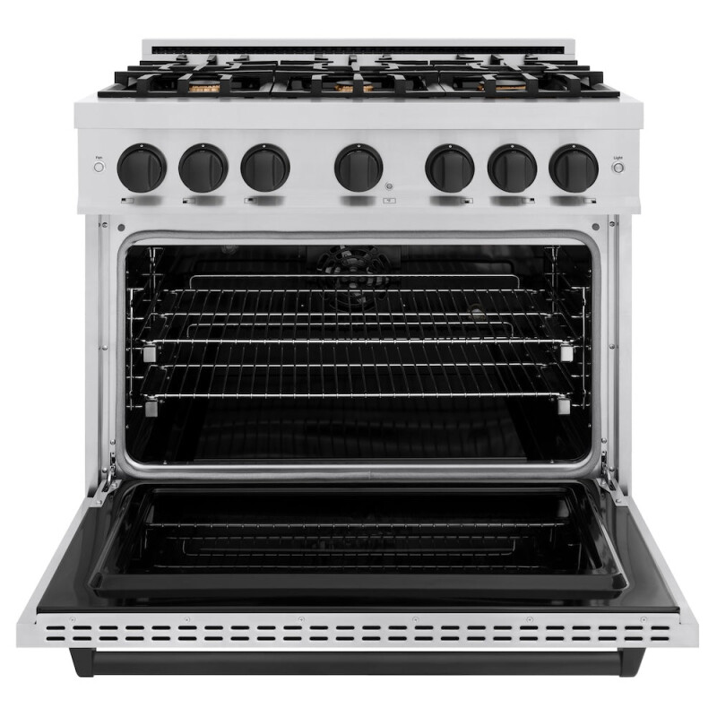 Autograph Edition 36 In. 5.2 Cu. Ft. Classic Dual Fuel Range With 6 Burner Gas Cooktop And Electric Convection Oven In Stainless Steel With Matte Black Accents CDRZ36MB