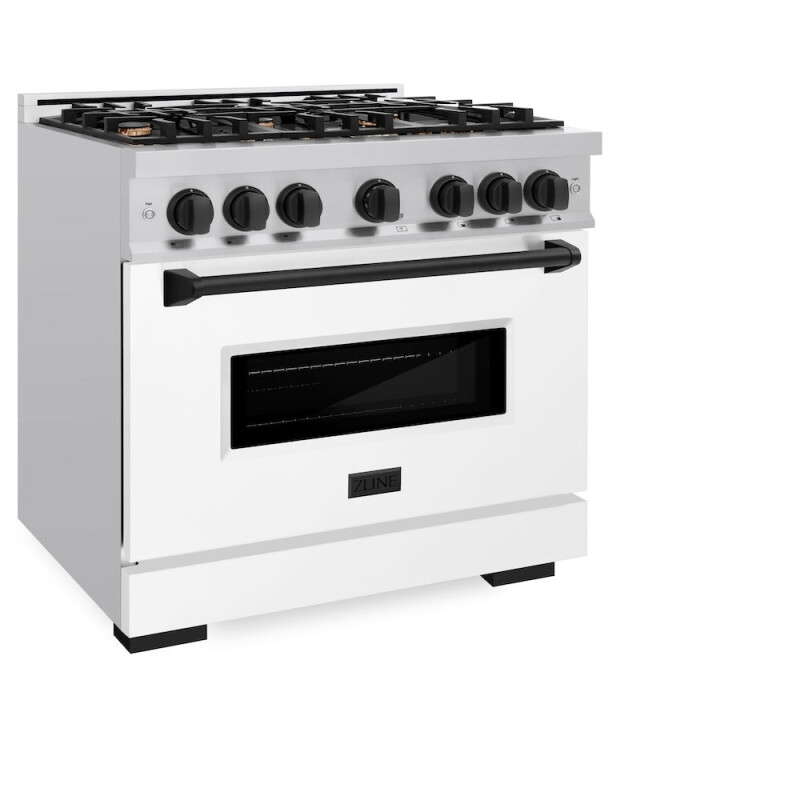 Autograph Edition 36 In. 5.2 Cu. Ft. Classic Dual Fuel Range With 6 Burner Gas Cooktop And Electric Convection Oven In Stainless Steel With White Matte Door And Matte Black Accents CDRZWM36MB