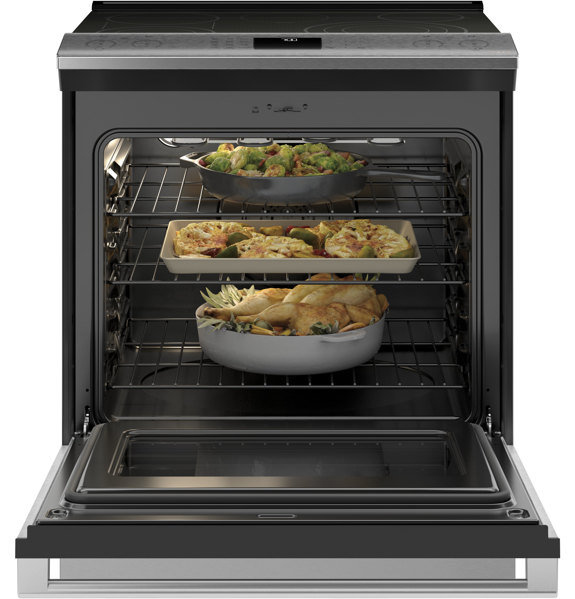 Café 30" Smart Slide-in, Front-control, Radiant And Convection Range In Platinum Glass CES700M2NS5