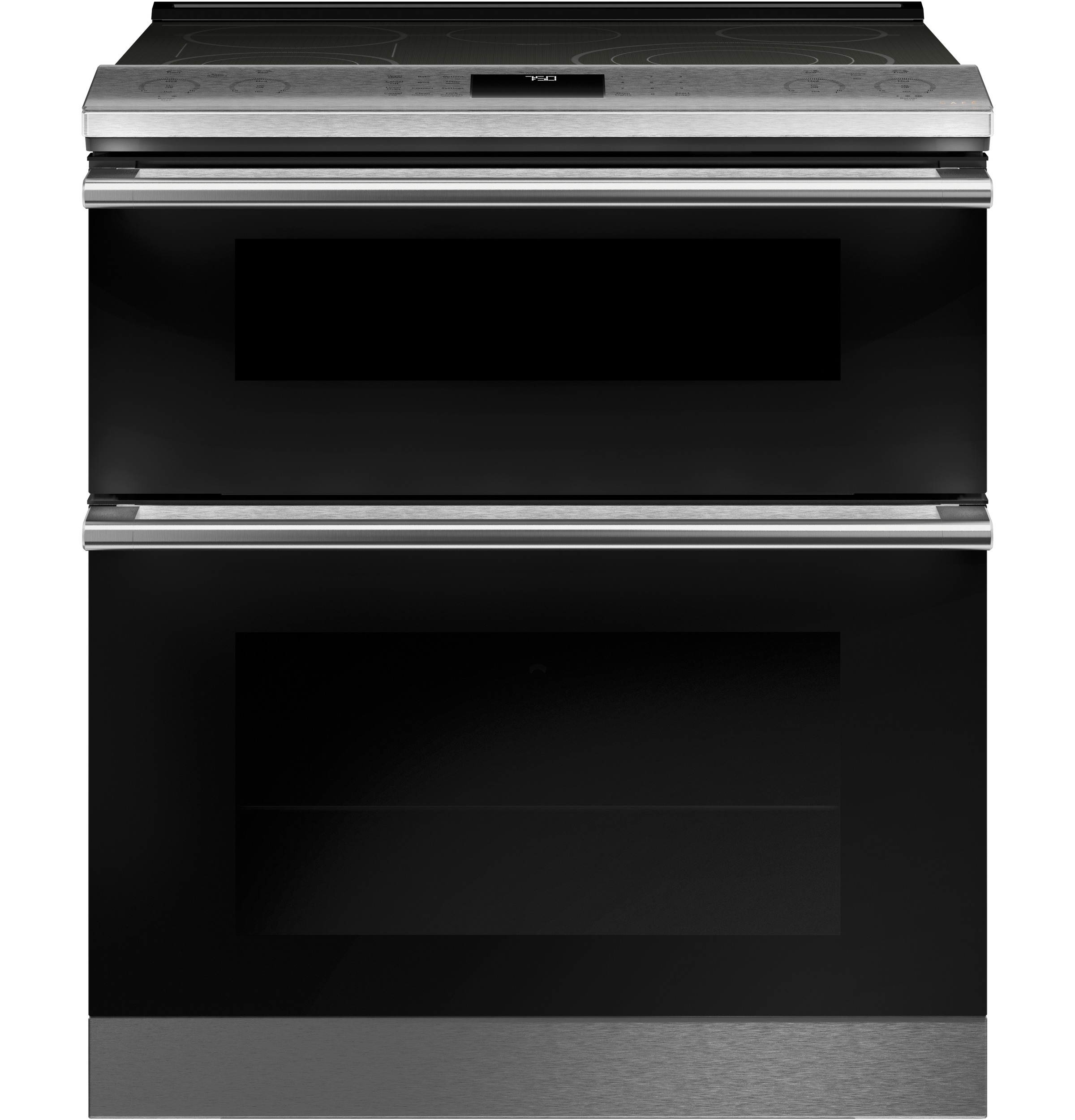 CAFÉ™ 30" Smart Slide-In, Front-Control, Radiant and Convection Double-Oven Range in Platinum Glass CES750M2NS5
