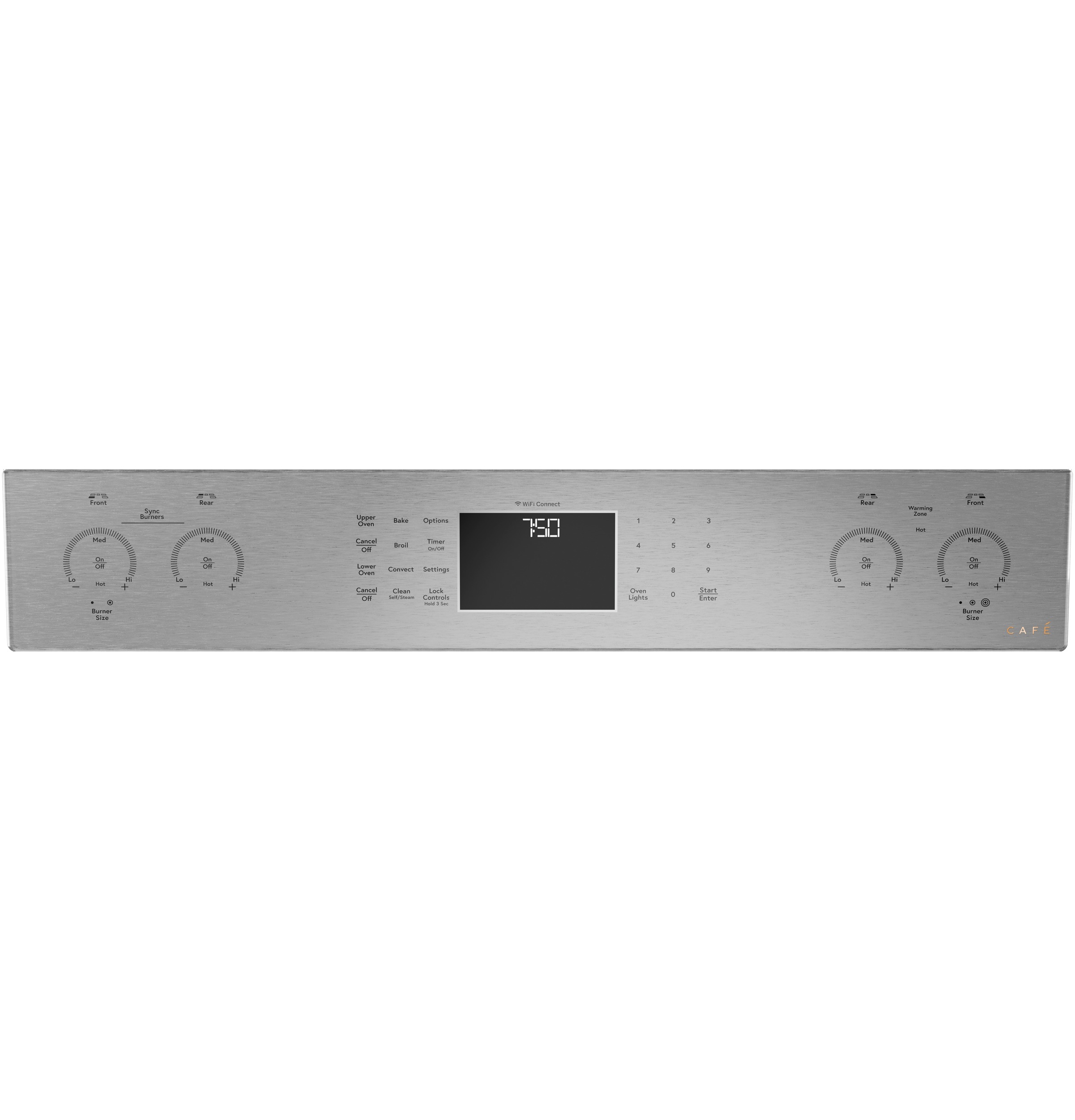 CAFÉ™ 30" Smart Slide-In, Front-Control, Radiant and Convection Double-Oven Range in Platinum Glass CES750M2NS5