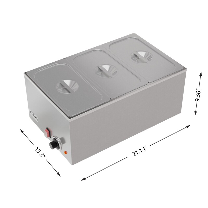 6 Qt. Three-Section Electric Countertop Food Warmer CFW3, product image 8 of 10