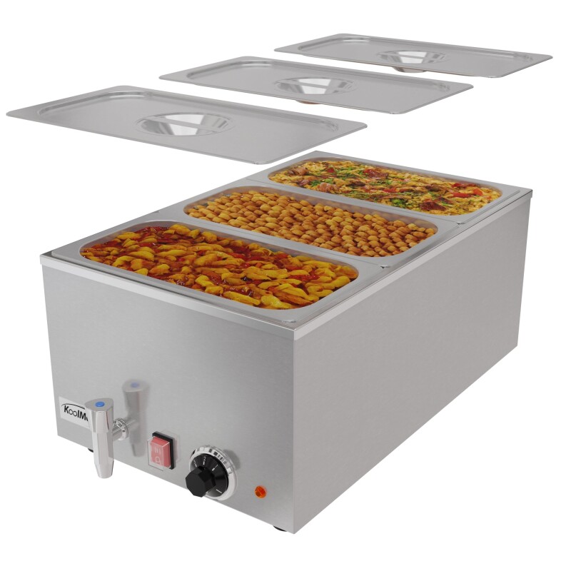 6 Qt. Three-Section Electric Countertop Food Warmer With Faucet CFW3T