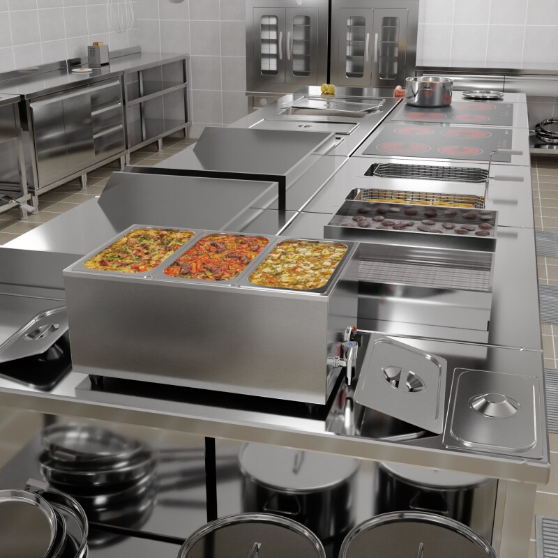 6 Qt. Three-Section Electric Countertop Food Warmer With Faucet CFW3T, product image 9 of 10