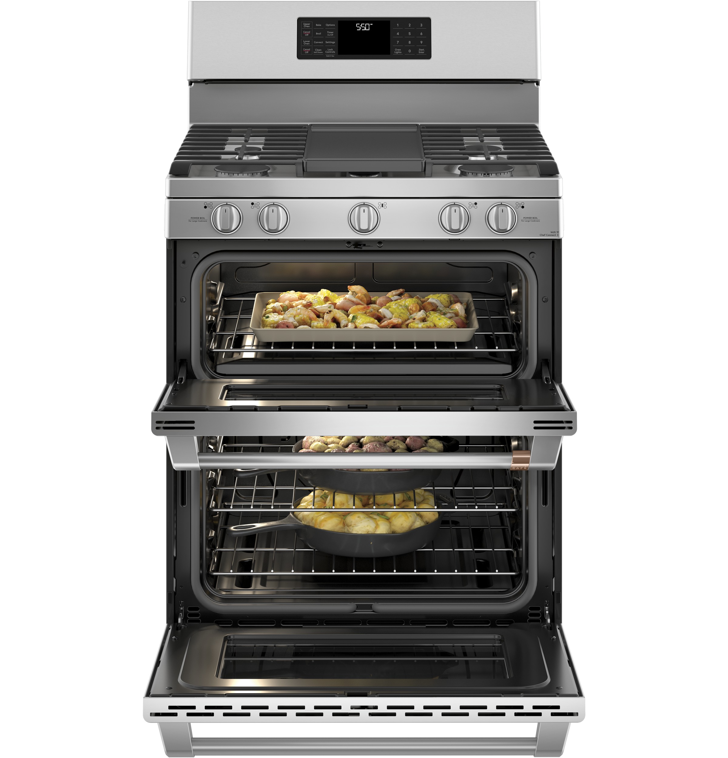 Café 30" Smart Free-standing Gas Double-oven Range With Convection CGB550P2MS1