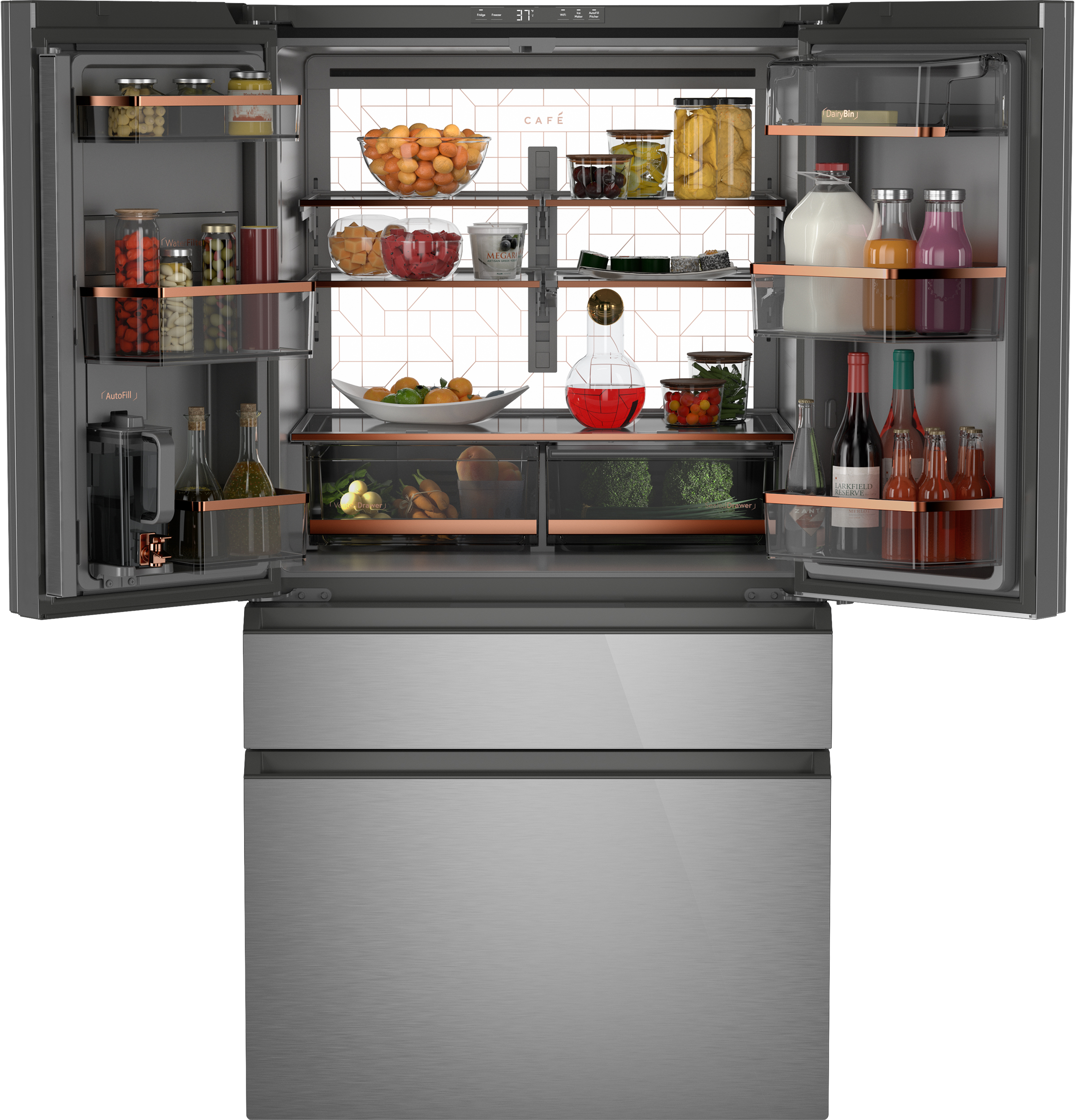 CAFÉ™ ENERGY STAR® 28.7 Cu. Ft. Smart 4-Door French-Door Refrigerator in Platinum Glass With Dual-Dispense AutoFill Pitcher view 26