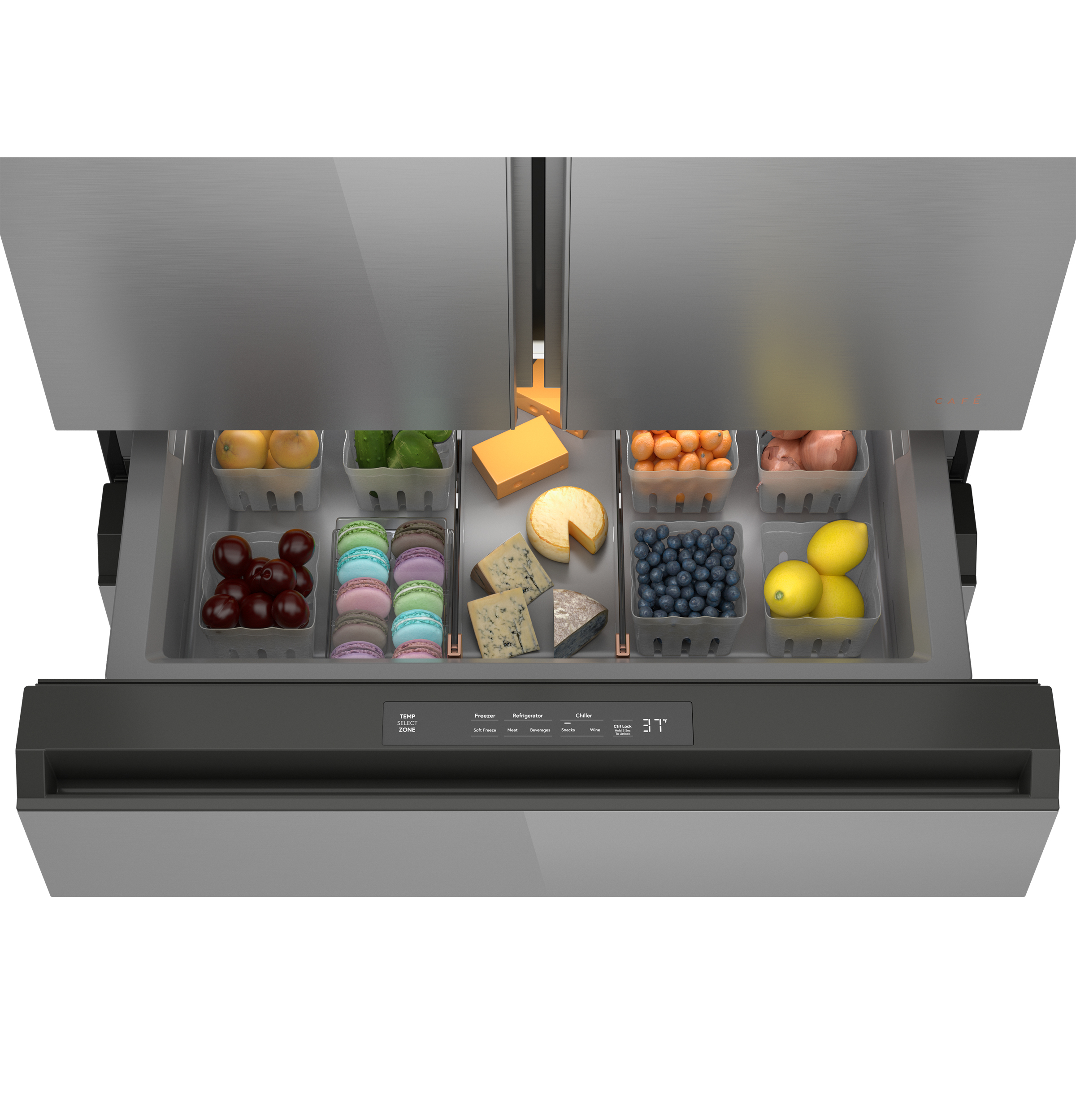 CAFÉ™ ENERGY STAR® 28.7 Cu. Ft. Smart 4-Door French-Door Refrigerator in Platinum Glass With Dual-Dispense AutoFill Pitcher view 18