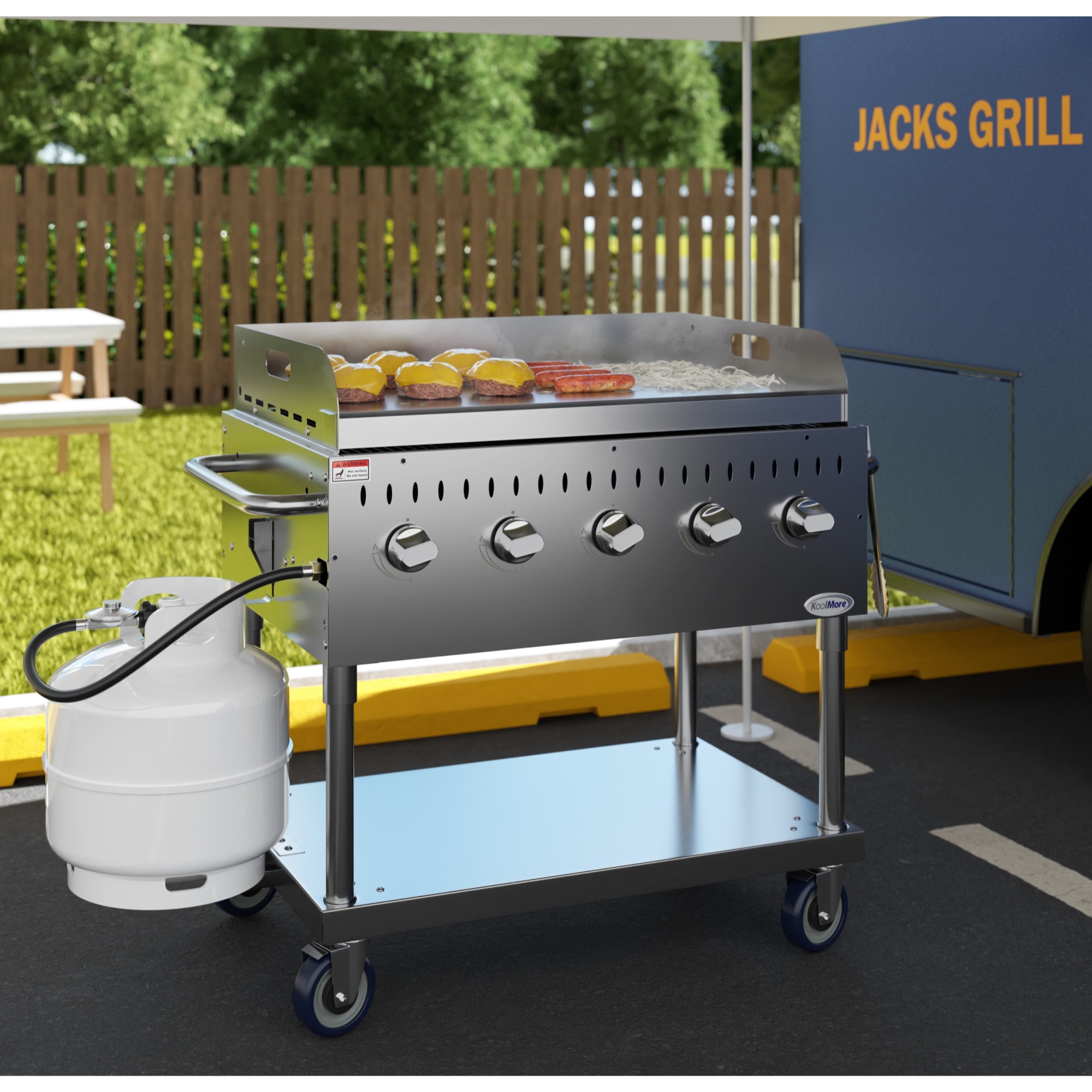 36 in. Commercial Outdoor Propane Grill with Griddle in Stainless-Steel, ETL Listed CGKIT336G