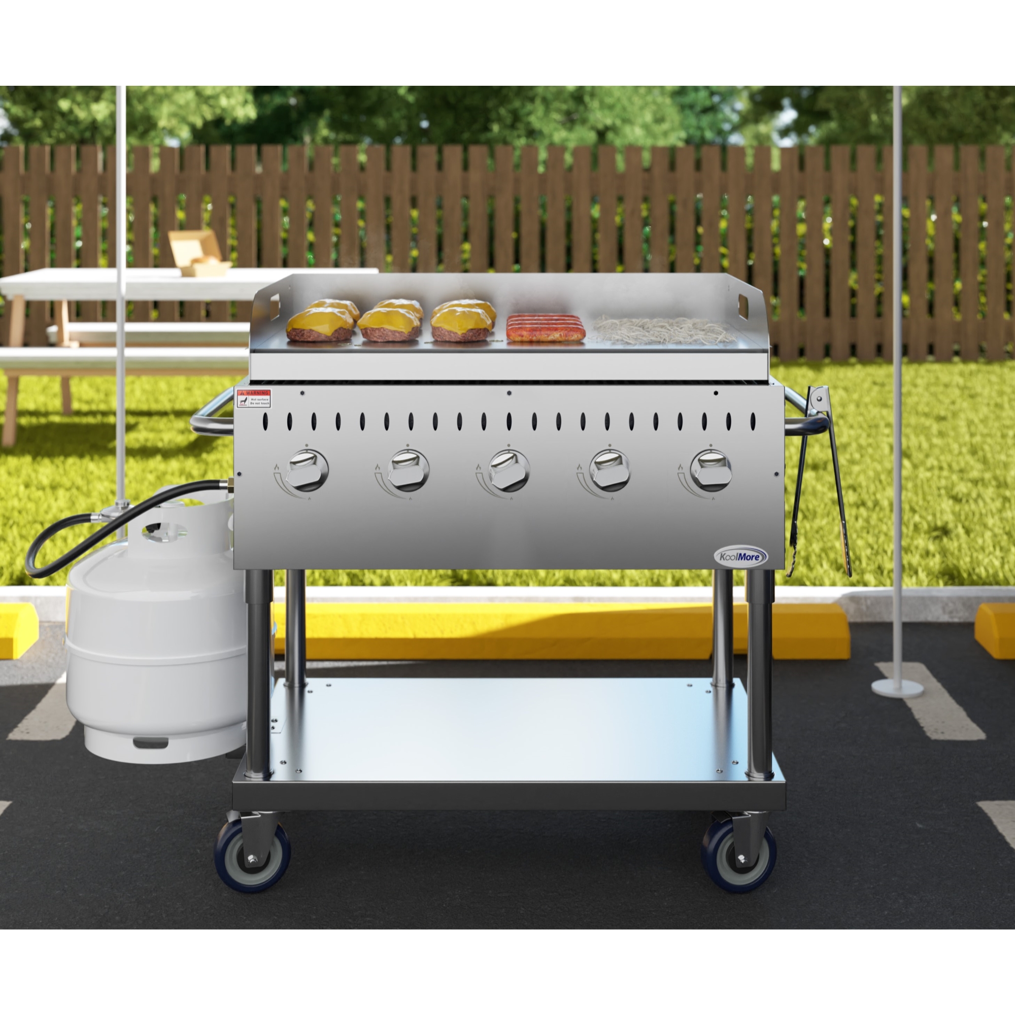 36 in. Commercial Outdoor Propane Grill with Griddle in Stainless-Steel, ETL Listed CGKIT336G