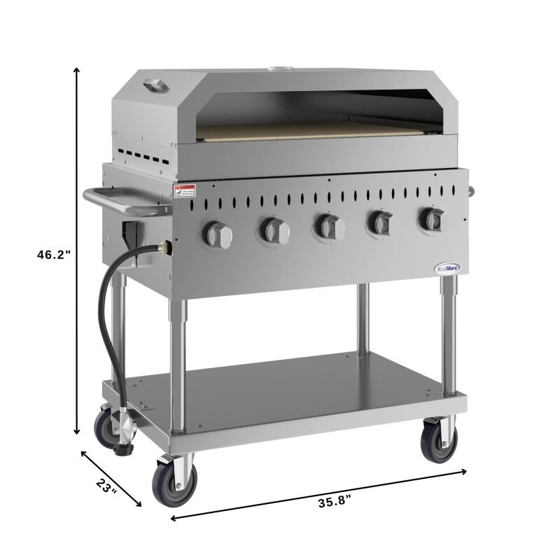 36 in. Commercial Outdoor Propane Grill With Pizza Oven in Stainless-Steel CGKIT336P, product image 3 of 13