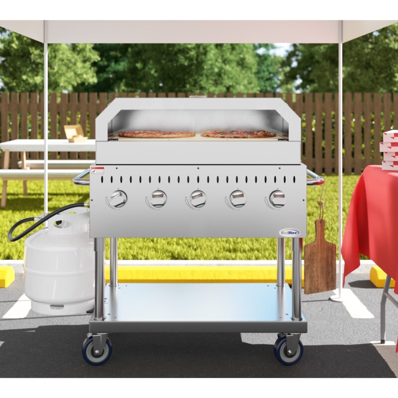 36 in. Commercial Outdoor Propane Grill With Pizza Oven in Stainless-Steel CGKIT336P, product image 4 of 13