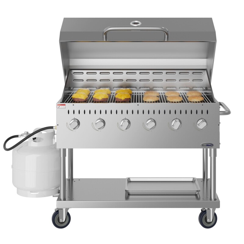 48 in. Commercial Outdoor Propane Gas Grill with Roll Dome Cover, ETL Listed in Stainless-Steel CGKIT448D, product image 2 of 13