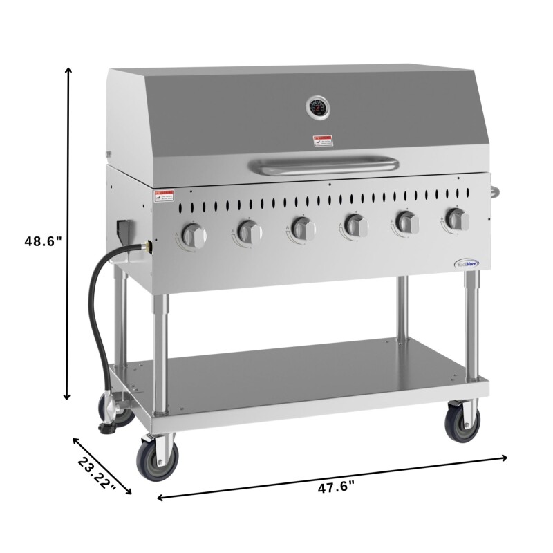 48 in. Commercial Outdoor Propane Gas Grill with Roll Dome Cover, ETL Listed in Stainless-Steel CGKIT448D, product image 3 of 13