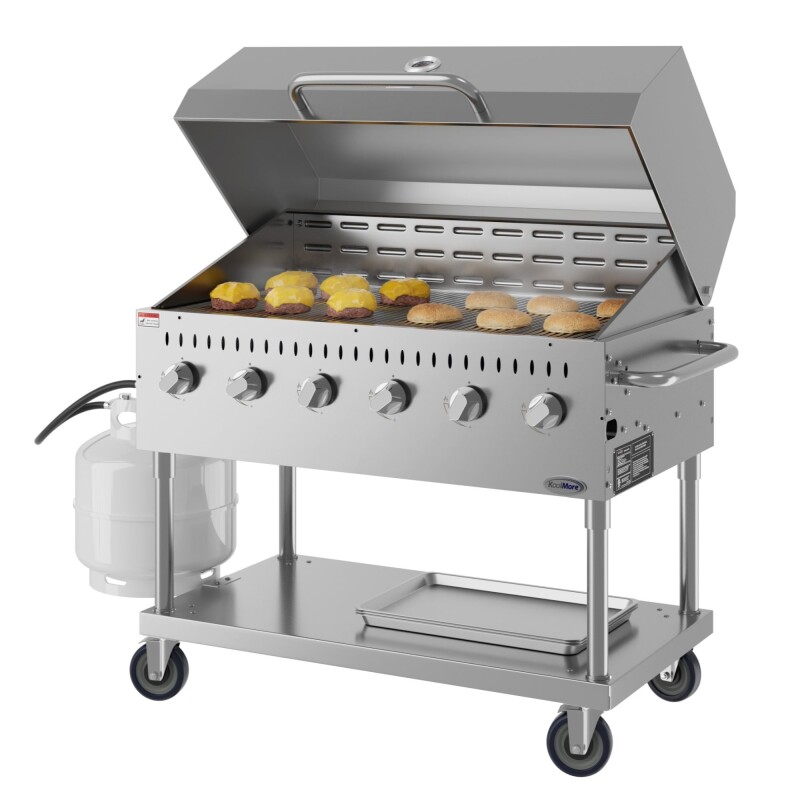 48 in. Commercial Outdoor Propane Gas Grill with Roll Dome Cover, ETL Listed in Stainless-Steel CGKIT448D, product image 4 of 13