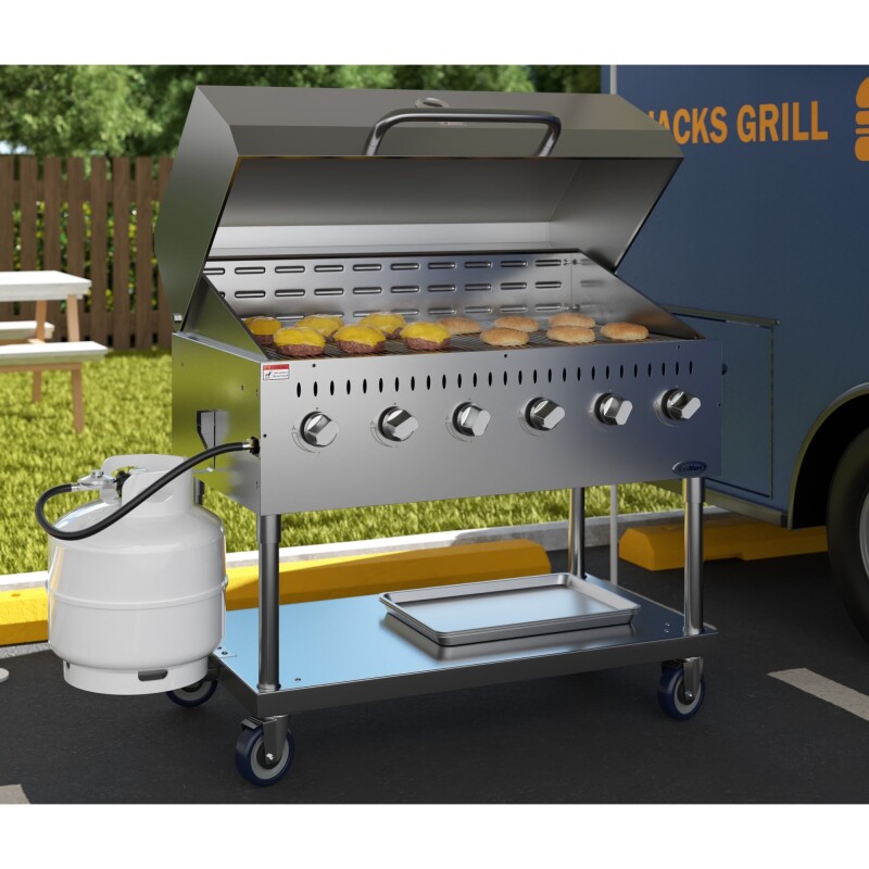 48 in. Commercial Outdoor Propane Gas Grill with Roll Dome Cover, ETL Listed in Stainless-Steel CGKIT448D, product image 6 of 13