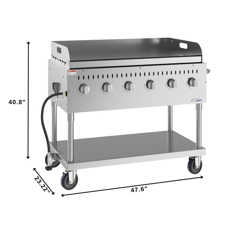 48 in. Commercial Outdoor Propane Gas Grill with Griddle, ETL Listed in Stainless-Steel CGKIT448G, product image 3 of 11